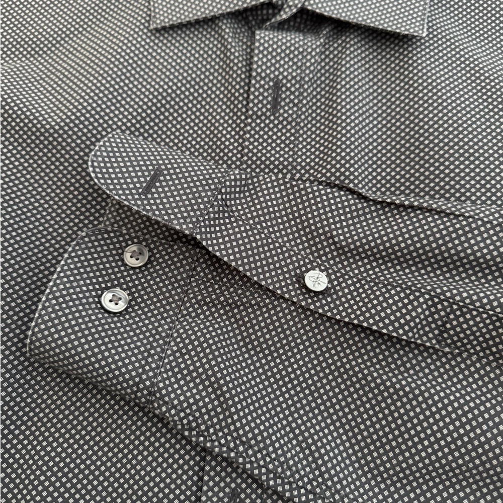 John Varvatos Slim Fit Charcoal Patterned Dress Shirt